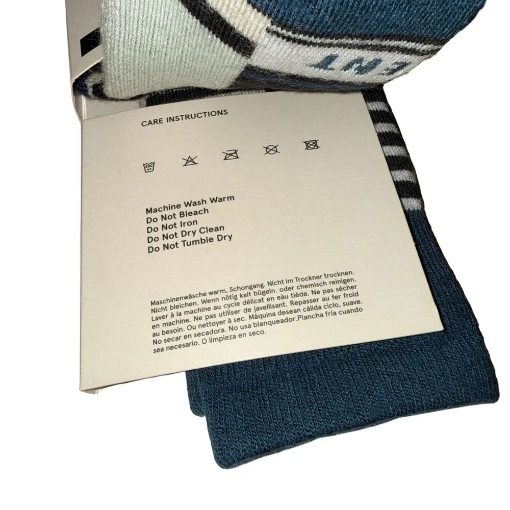 NEW Le‎ Bent Snow Midweight Mens Small Socks Blue Merino Blend Over The Calf